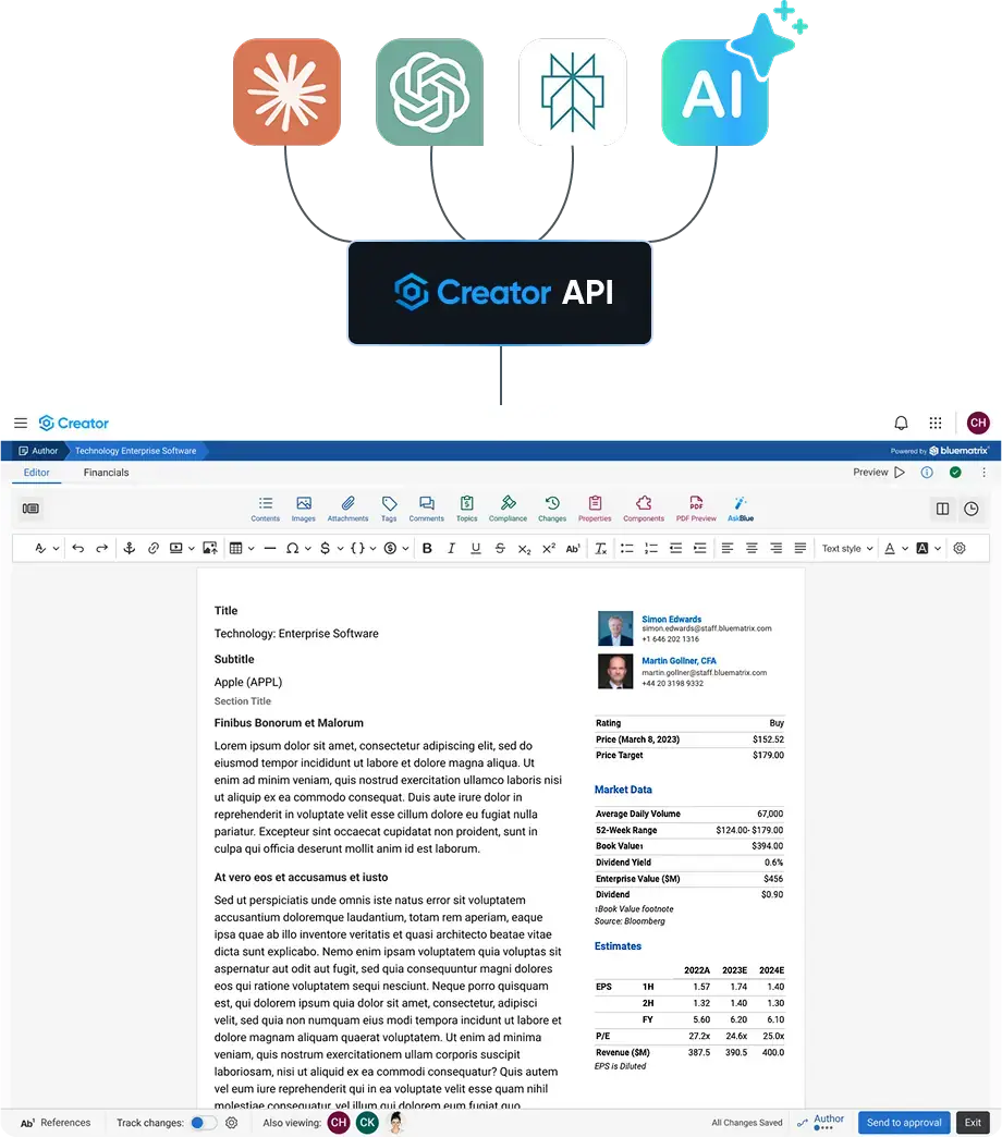 Well known AI providers are shown flowing into Creator